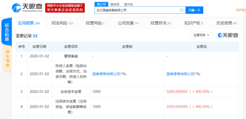 國美電器全資子公司注冊(cè)資本大幅增加400%，聚焦計(jì)算機(jī)軟硬件及輔助設(shè)備業(yè)務(wù)